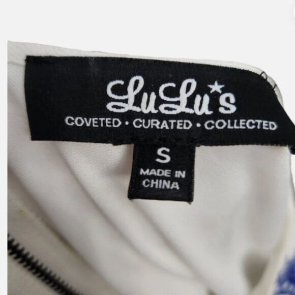 Lulus Tale to Tell Blue and Ivory Embroidered Shift Dress Small Short Sleeve - Picture 8 of 8